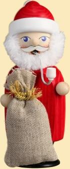 Räucherfigur – Weihnachtsmann mit Geschenkesack, Pfeife, detailreich – BxHxT 6 x 14 x 8 cm