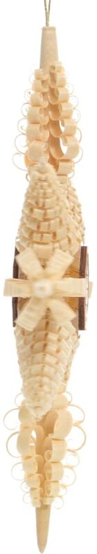 Christbaumschmuck - Spanstern mit Ringel- und Spanbäume - Ansicht Seite - Gestochen aus Lindenholz