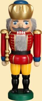 Nußknacker – majestätischer König mit goldener Krone, rotem Gewand und weichem Bart – BxHxT = 11 x
