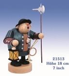 Räuchermann – detailreicher Nachtwächter mit Laterne, blauem Mantel und Signalhorn – BxHxT = 13 x 21