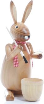 Osterfigur - Osterhase Maler mit Farbpalette und Eierbecher - natur - BxHxT ca. 9x20x9cm