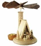 Tischpyramide – Räucherhaus Skihütte natur – teelicht- & räucherbetrieben – BxHxT ca. 24×26×24 cm