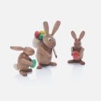 Kleine Osterhasen mit bunten Eiern aus Holz - Gruppe 3teilig - Ansichts Rechts