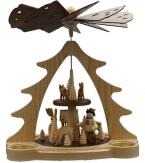 Tischpyramide – Förster mit Rehen im Wald aus Naturholz, Teelicht betrieben – Höhe ca. 28 cm