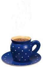 Räucherfigur - Kaffeetasse mit Henkel und Untertasse in Blau - BxHxT 15x8x15cm