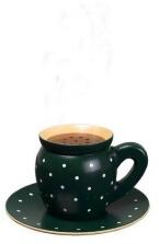 Räucherfigur - Kaffeetasse mit Henkel und Untertasse in grün - BxHxT 15x8x15cm