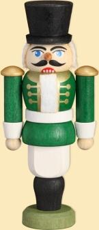 Baumbehang – Mini Nussknacker Husar in Grün, goldene Details, detailreich bemalt – BxHxT 4 x 9 x 3