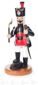 Räuchermann – traditioneller Bergmann mit Laterne, schwarzem Anzug und goldenen Details, detailreich