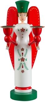 Weihnachtsfigur – filigraner Engel mit goldverzierten Flügeln, weißes Gewand – BxHxT = 10 x 26 x 5