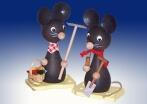 Ganzjahresdekoration Mäuse auf Käse mit Gartenwerkzeugen Höhe 7cm