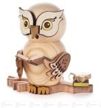 Räuchermann – detailreiche Eule mit Büchern auf naturfarbenem Stapel – BxHxT = 17 x 15 x 12 cm