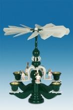 Tischdekoration Pyramide mit Engel grün Höhe 45cm