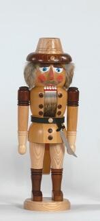Weihnachtsfigur – Handgefertigter Nussknacker-Räuber mit Säbel, naturfarben – Höhe ca. 36 cm