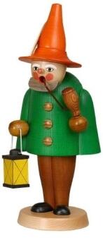 Räuchermann – liebevoller Wichtel mit Laterne, grünem Mantel und rotem Hut – BxHxT = 13 x 31 x 13 cm