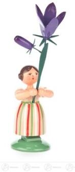 Blumenmädchen – liebevoll gestaltete Figur mit bunter Wiesenglockenblume, traditionell erzgebirgisch