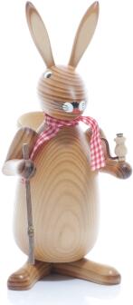 Osterfigur - Osterhase Wanderer mit Pfeiffe und Eierbecher - natur - BxHxT ca. 9x20x10cm