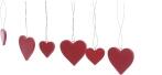Baumbehang - 3 kleine und 3 große Herzen zum Hängen in Rot - Ansicht Links - Fadenlänge ca 7cm