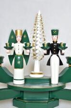 Kerzenhalter Tischleuchter grün mit Engel und Bergmann für Teelichter BxT = 38x38cm
