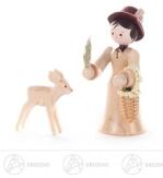 Miniatur Försterin mit Reh natur Höhe ca 6 cm
