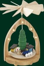 W&auml;rmespiel &ndash; farbenfrohe Eisenbahn mit nat&uuml;rlichem Holzgestell, detailverliebt und