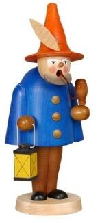 Räuchermann – großer Wichtel mit rotem Hut, blauer Kleidung & Laterne – B×H×T ca. 13×31×13 cm