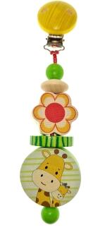 Wagenhänger – fröhliche Giraffe mit bunter Blume und Holzperlen – BxHxT 7 x 4 x 20 cm