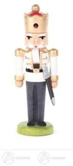 Nussknacker – majestätischer Mini-König mit goldener Krone und weiß-schwarzer Robe – BxHxT = 2,5 x