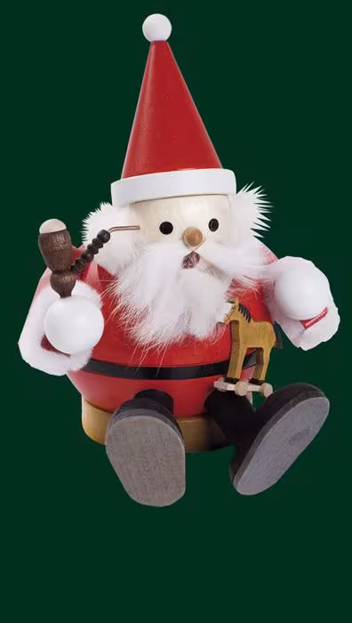 Räuchermann Weihnachtsmann mit Geschenken und Pfeife aus dem Erzgebirge von Richard Glässer,