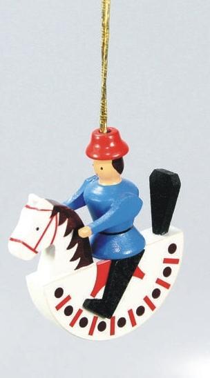 Baumbehang – filigranes Reiterlein in Blau mit liebevoller Bemalung – BxHxT = 3,5 x 3,5 x 1 cm