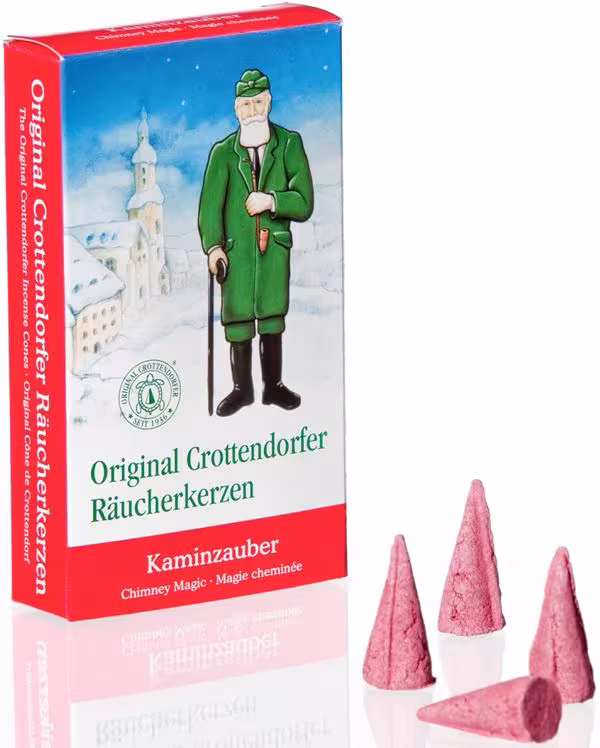 Räucherkerzen Kaminzauberduft schwarz handgefertigt passend für Räuchermännchen, mit Verpackung und