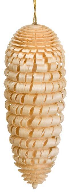 Christbaumschmuck – Zapfen mit geschwungenen Ringellocken naturfarben – H ca. 6 cm