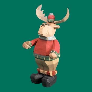 Räucherelch – detailreich geschnitzt mit geschwungenen Hörnern, naturfarben – HxB = 22 x 10 cm