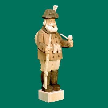Räuchermann – detailreicher Förster mit grünem Umhang und braunem Hut – BxHxT = 8 x 18 x 7 cm