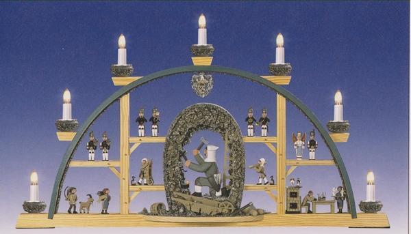 Schwibbogen – Hauer kniend Seiffen elektrisch – BxHxT ca. 70x40x5cm