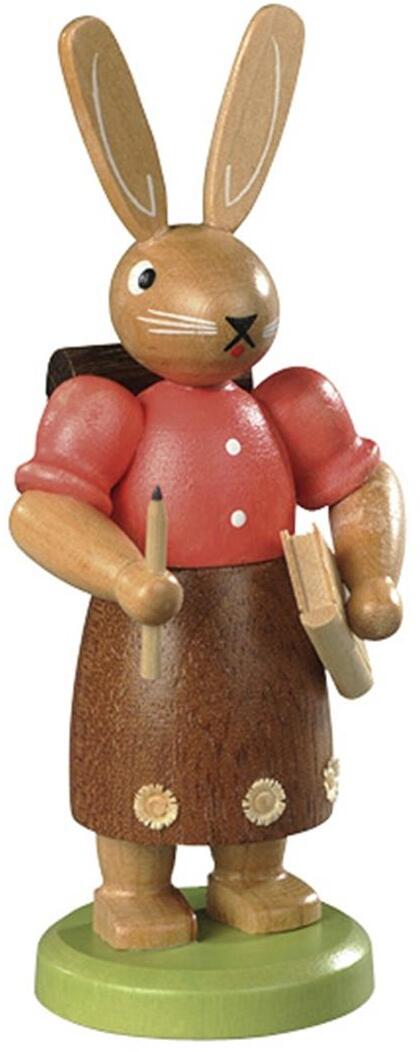 Osterfigur &ndash; niedliches Hasenschulm&auml;dchen mit Buch und Ranzen &ndash; HxB 11 x 5 cm