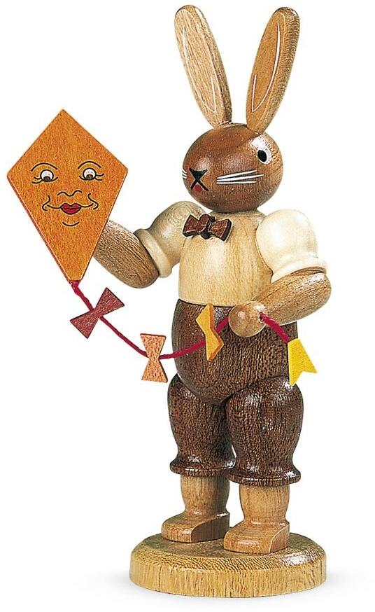 Osterfigur &ndash; naturbelassener Hase mit lustigem Drachen &ndash; BxHxT 8 x 11 x 4 cm