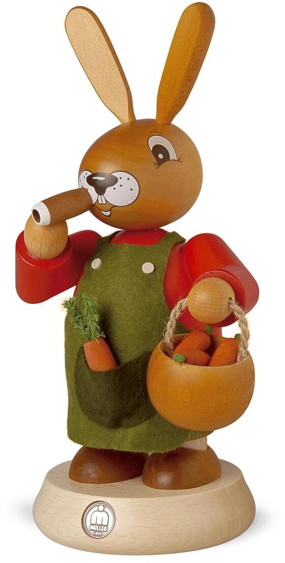 R&auml;ucherfigur &ndash; fr&ouml;hlicher Osterhase mit rauchender M&ouml;hre und Korb &ndash; BxHxT 11 x 19 x 11 cm