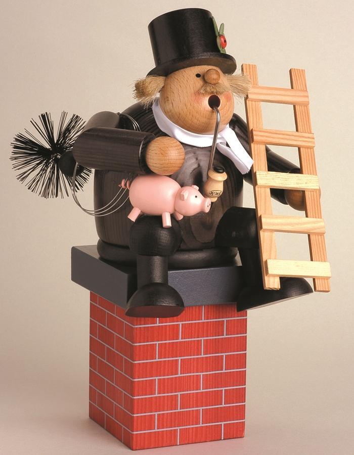 Ersatzteil &ndash; bunter Zubeh&ouml;r-Schornstein aus Holz, geeignet f&uuml;r Kantenhocker und R&auml;ucherfiguren &ndash; BxHxT = 8 x 9 x 8 cm