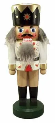 Nussknacker König weiß mit Zepter und goldener Krone aus Holz von Holz- und Drechslerwaren Jan