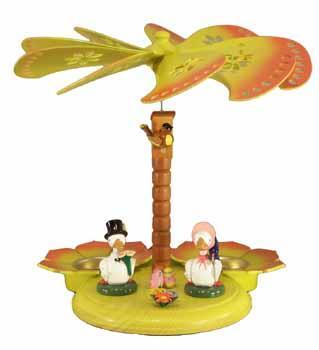 Osterdekoration Pyramide mit 2 Gänsen bunt BxHxT 26x20x26cm