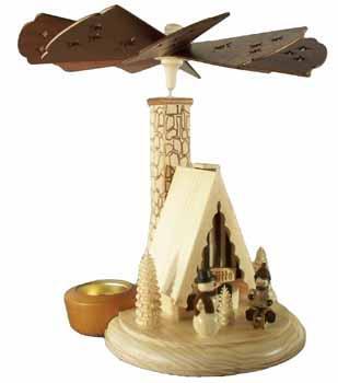 Tischpyramide – Räucherhaus Skihütte natur – teelicht- & räucherbetrieben – BxHxT ca. 24×26×24 cm