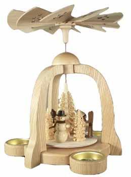 Tischpyramide – Weihnachtsmann aus Naturholz, Teelicht betrieben – Höhe ca. 22 cm