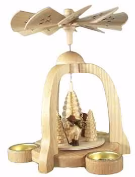 Tischpyramide – Förster im Wald aus Naturholz, Teelicht betrieben – Höhe ca. 22 cm von Holz- und