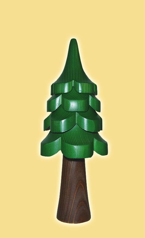 Holzbaum – detailreiche Fichte in Grün und Braun aus Holz von Kunsthandwerk Eva Beyer, ca. 25 cm