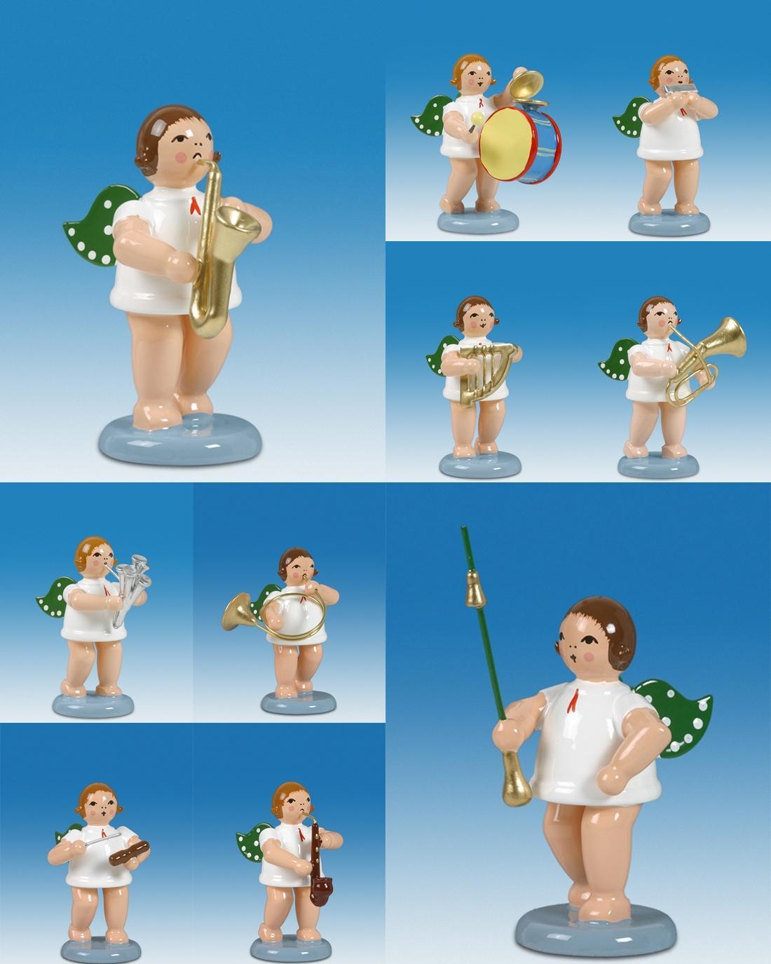 Holzfigur Engelmusikanten 10-teilig und Krone H&ouml;he 6cm