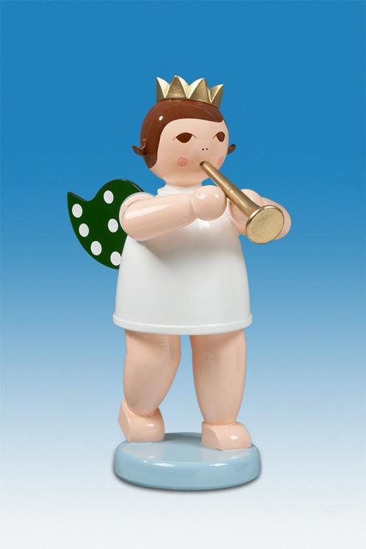 Holzfigur Engel mit Trompete ohne Krone H&ouml;he 22cm