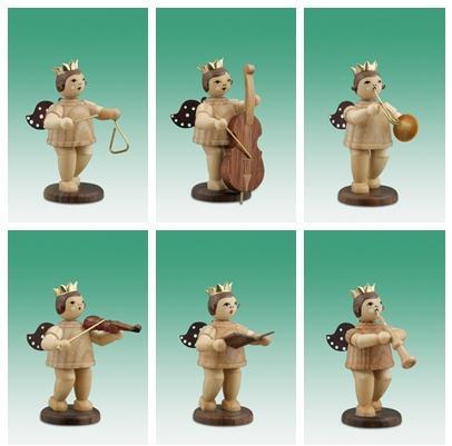 Holzfigur Musikantenengel 6tlg. natur ohne Krone Höhe 6cm