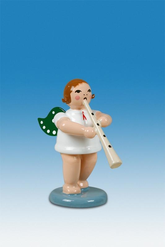 Holzfigur Engel mit geraden Zink ohne Krone H&ouml;he 6cm