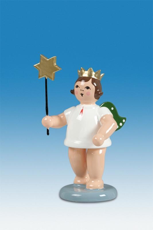 Holzfigur Engel mit Stern ohne Krone H&ouml;he 6cm