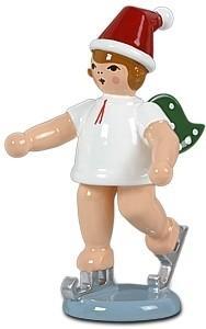 Holzfigur Engel auf Schlittschuh ohne Krone Höhe 6 cm von KDE Kunstgewerbliche Drechslerei Ellmann